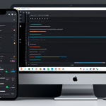 **Figma Transformation:** A sleek, modern web browser displaying the Figma interface. Show a complex vector graphic design project with multiple layers and elements, rendering smoothly and quickly. The scene should emphasize the speed and responsiveness of Figma thanks to WebAssembly. Capture the feeling of seamless collaboration and creative flow.