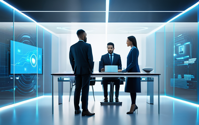 웹어셈블리로 제작한 화상 회의 솔루션 - **Prompt:** A vibrant and diverse team of four colleagues collaboratively engaged in a multi-platfor...