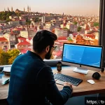 웹어셈블리의 성능 테스트 및 분석 방법 - A modern Turkish software developer workspace focused on WebAssembly performance optimization: a sle...