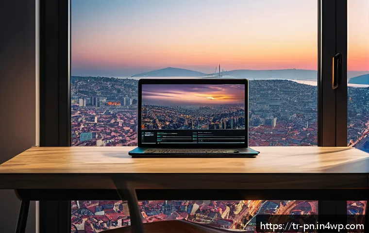 웹어셈블리와 스토리지 기술의 접목 - A futuristic digital workspace showcasing a sleek laptop displaying WebAssembly code executing at hi...