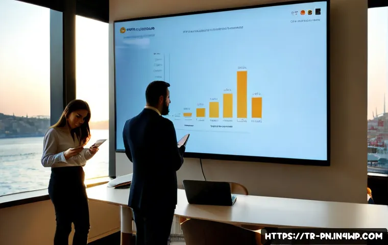 Home 17 웹어셈블리의 디지털 마케팅 전략 사례 - Photorealistic digital marketing strategy meeting in a modern Istanbul agency office, diverse Turkis...